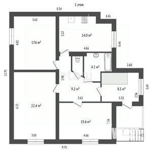 Дом 125м&sup2;, 2-этажный, участок 6 сот.  