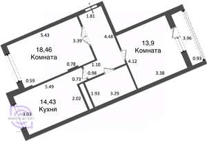 2-к квартира, сданный дом, 65м2, 3/5 этаж