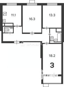 3-к квартира, вторичка, 79м2, 5/19 этаж