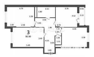 3-к квартира, вторичка, 86м2, 4/5 этаж