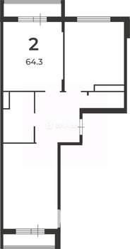 2-к квартира, вторичка, 64м2, 3/5 этаж