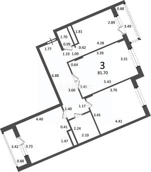 3-к квартира, вторичка, 82м2, 4/5 этаж