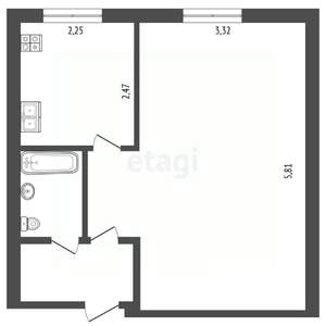 1-к квартира, вторичка, 30м2, 1/4 этаж