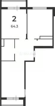 2-к квартира, вторичка, 64м2, 5/5 этаж
