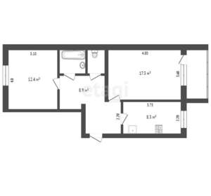 2-к квартира, вторичка, 51м2, 5/5 этаж