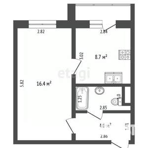 1-к квартира, вторичка, 33м2, 5/10 этаж