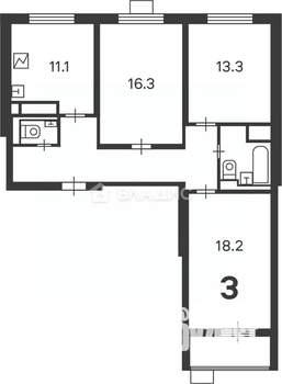3-к квартира, вторичка, 79м2, 5/19 этаж