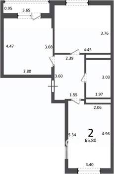 2-к квартира, вторичка, 66м2, 5/5 этаж