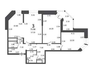 3-к квартира, вторичка, 78м2, 1/17 этаж