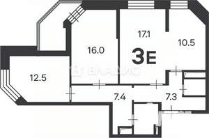 3-к квартира, вторичка, 76м2, 5/17 этаж