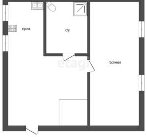 1-к квартира, вторичка, 28м2, 2/2 этаж