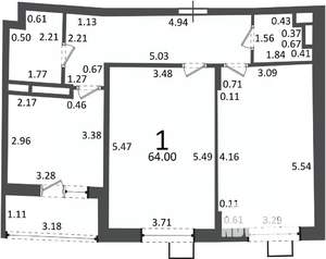 2-к квартира, вторичка, 64м2, 6/6 этаж