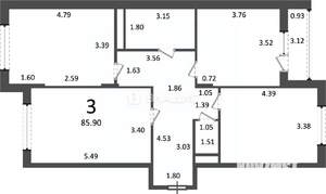 3-к квартира, вторичка, 86м2, 3/5 этаж
