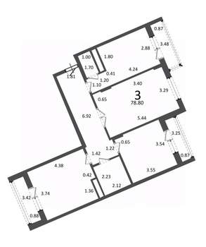 3-к квартира, вторичка, 79м2, 2/5 этаж